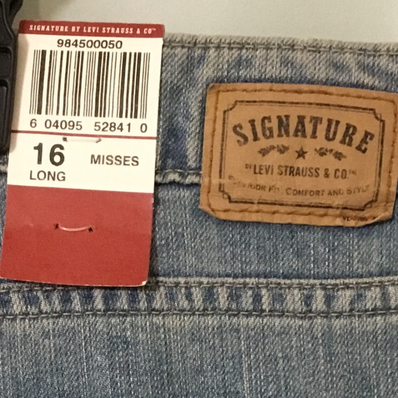 SIGNATURE BY LEVI STRAUSS & CO PANTS BLUE JEAN LOW RISE BOOTCUT 16 LONG NWT - Picture 8 of 8